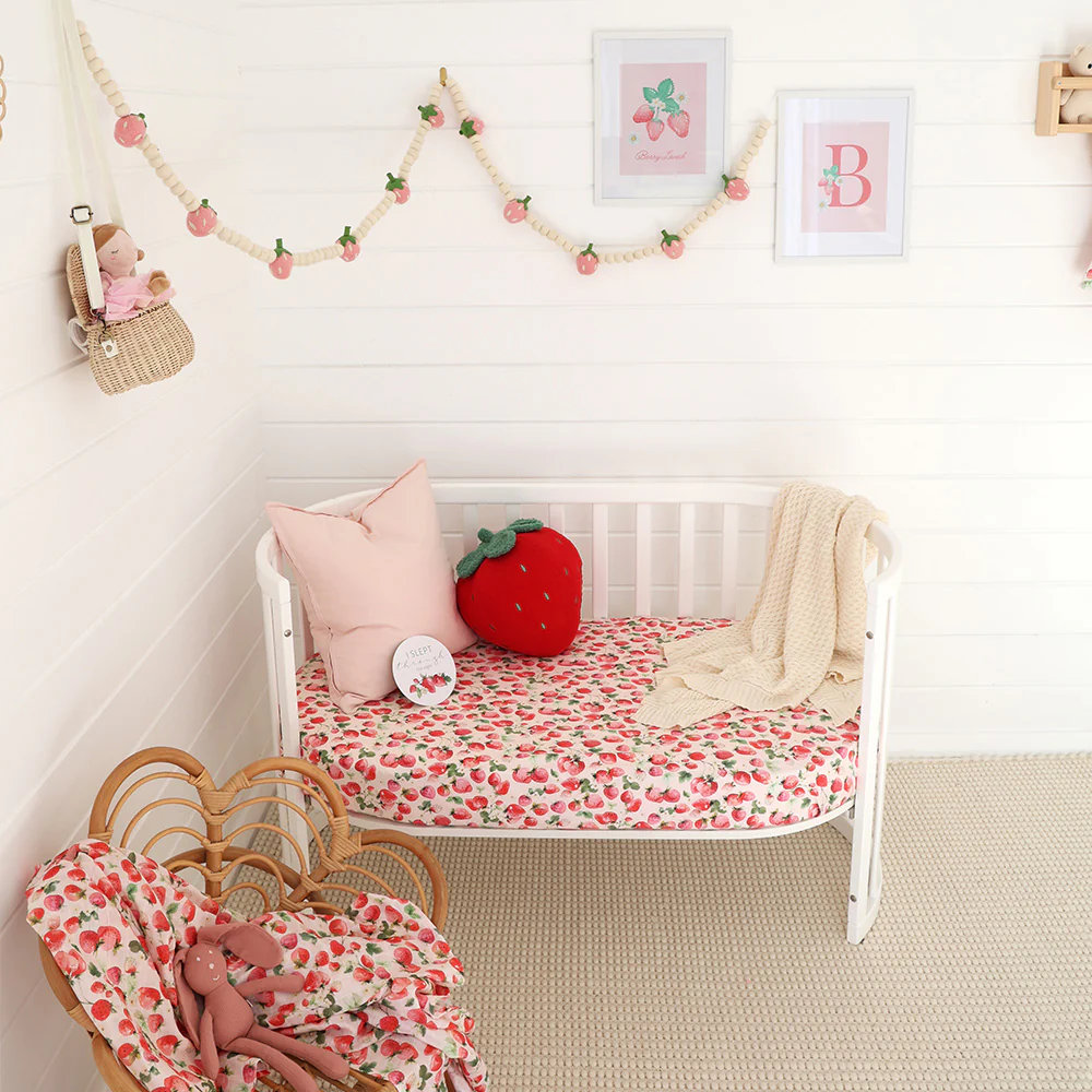 Strawberry Organic Fitted Cot Sheet - Image 3