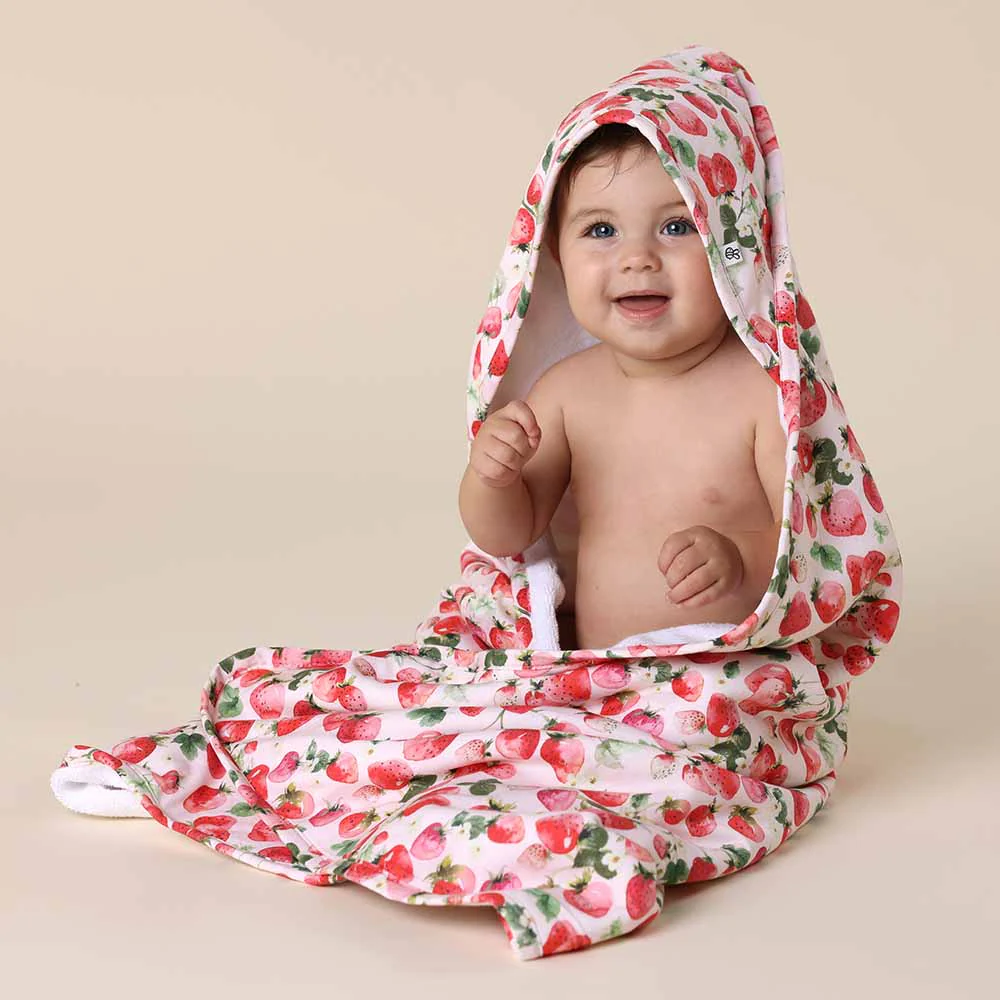 Strawberry Organic Hooded Baby Towel - Image 3