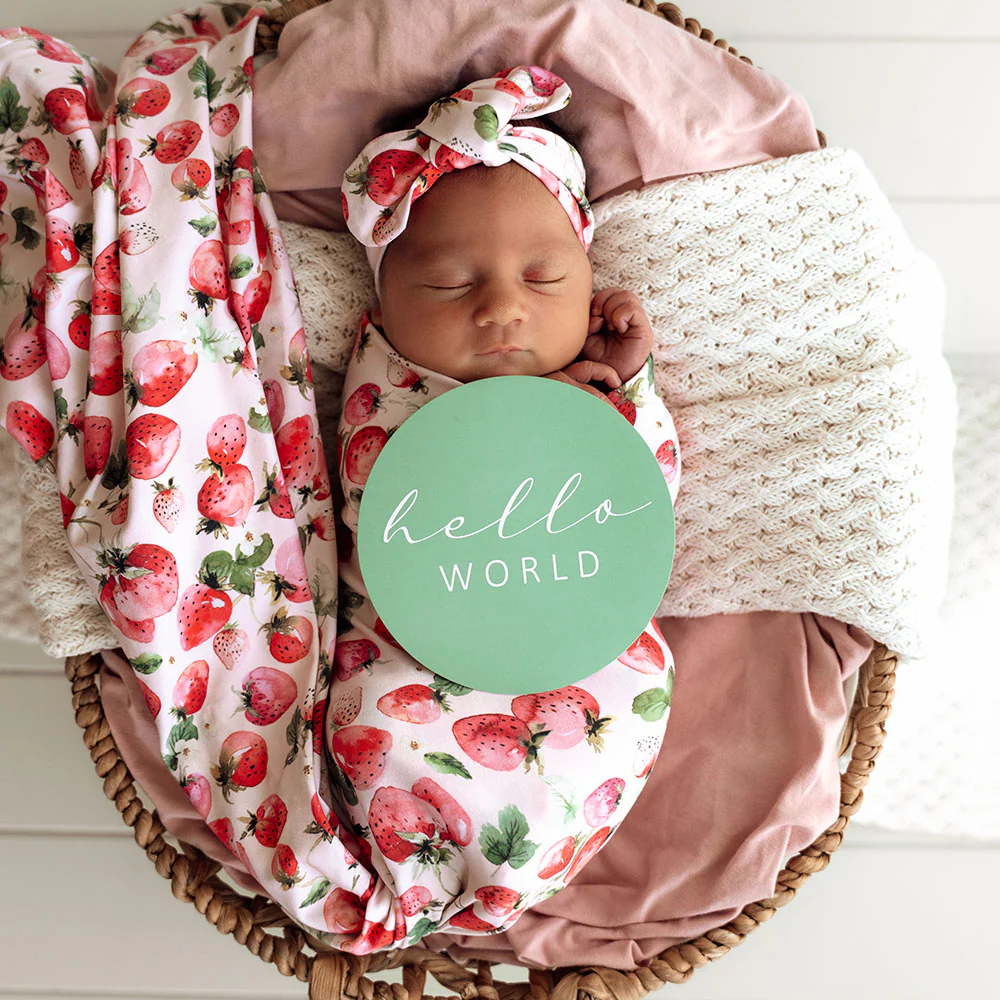 Strawberry Organic Jersey Wrap & Topknot Set - Image 3
