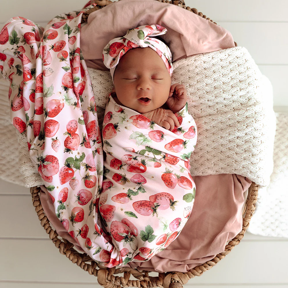 Strawberry Organic Jersey Wrap & Topknot Set - Image 7