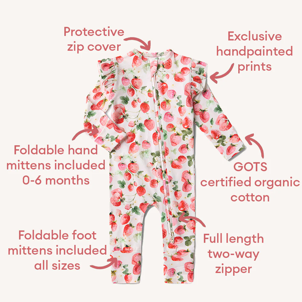 Strawberry Organic Snugglesuit Convertible Romper - Image 7