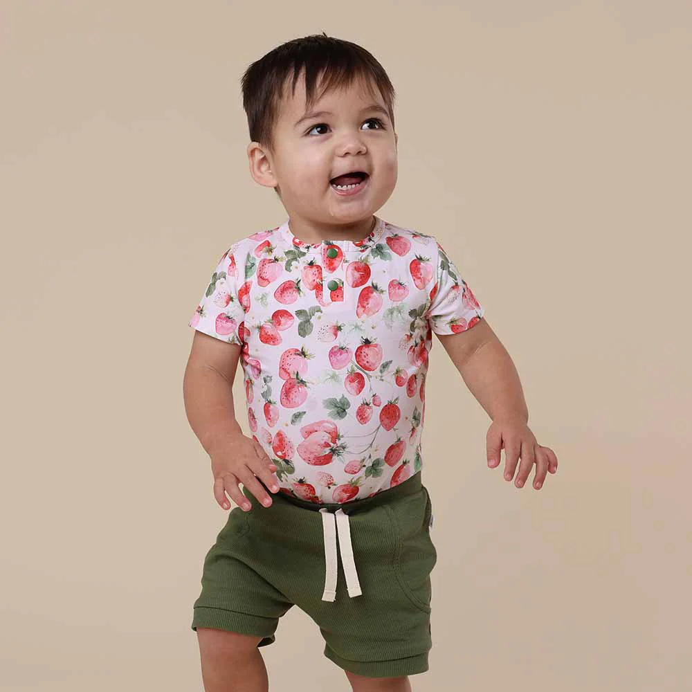 Strawberry Short Sleeve Organic Bodysuit - Image 3