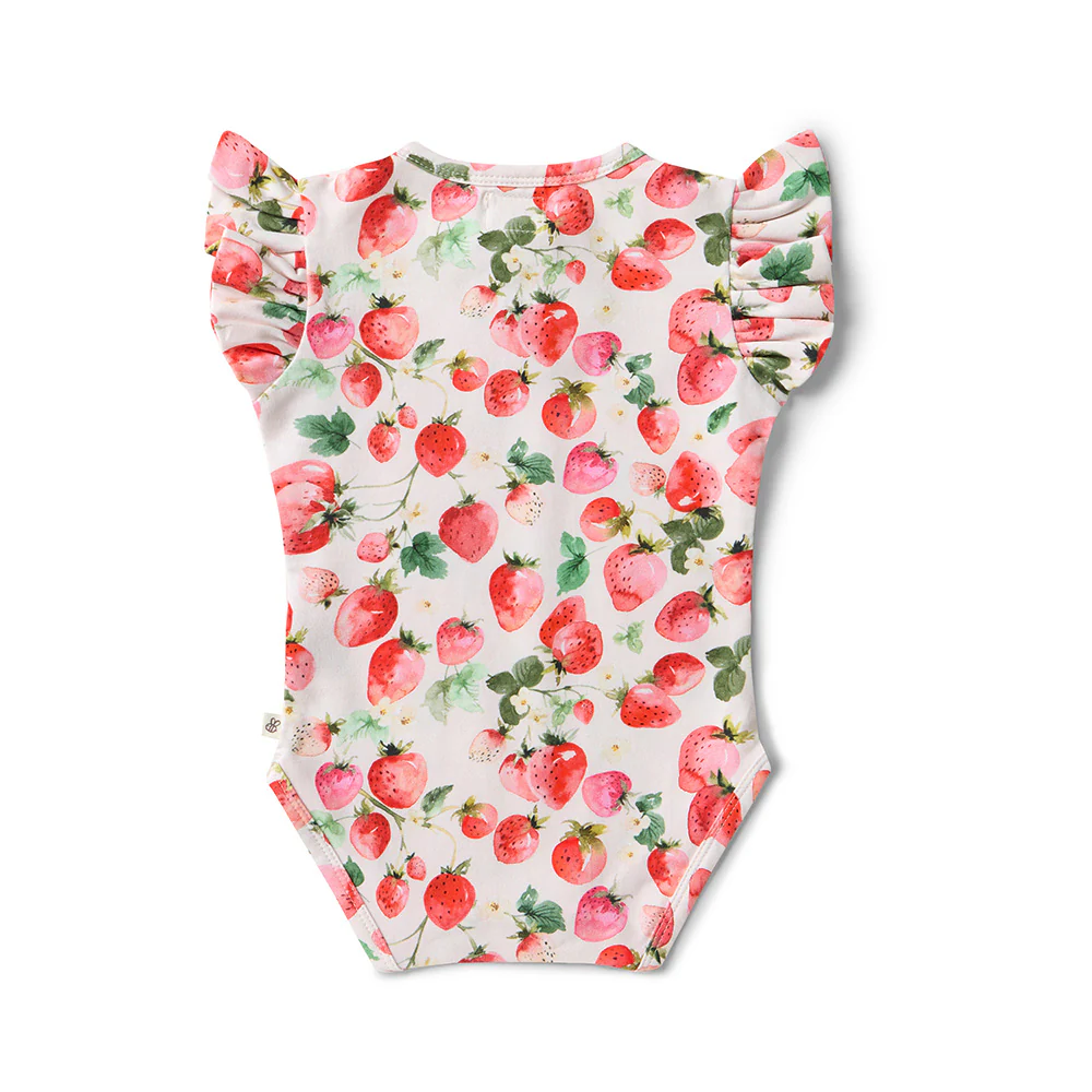 Strawberry Short Sleeve Organic Bodysuit with Frill - Image 10