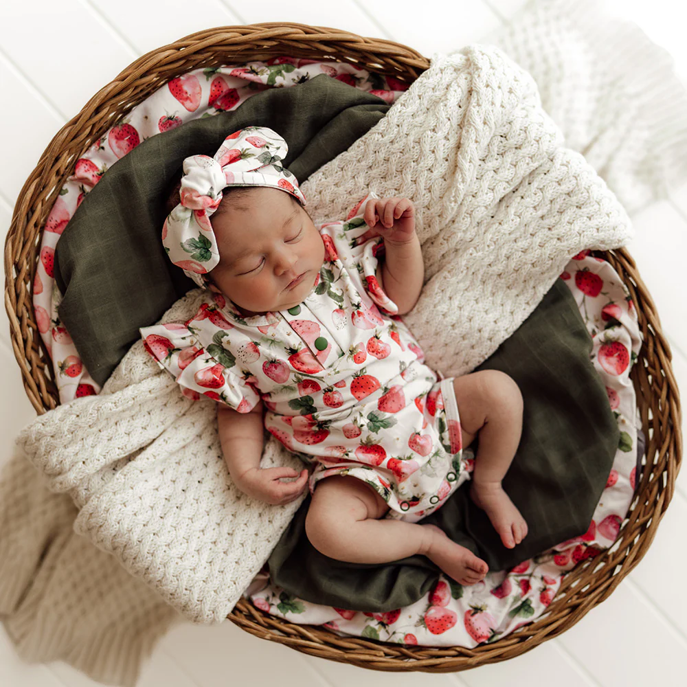 Strawberry Short Sleeve Organic Bodysuit with Frill - Image 12