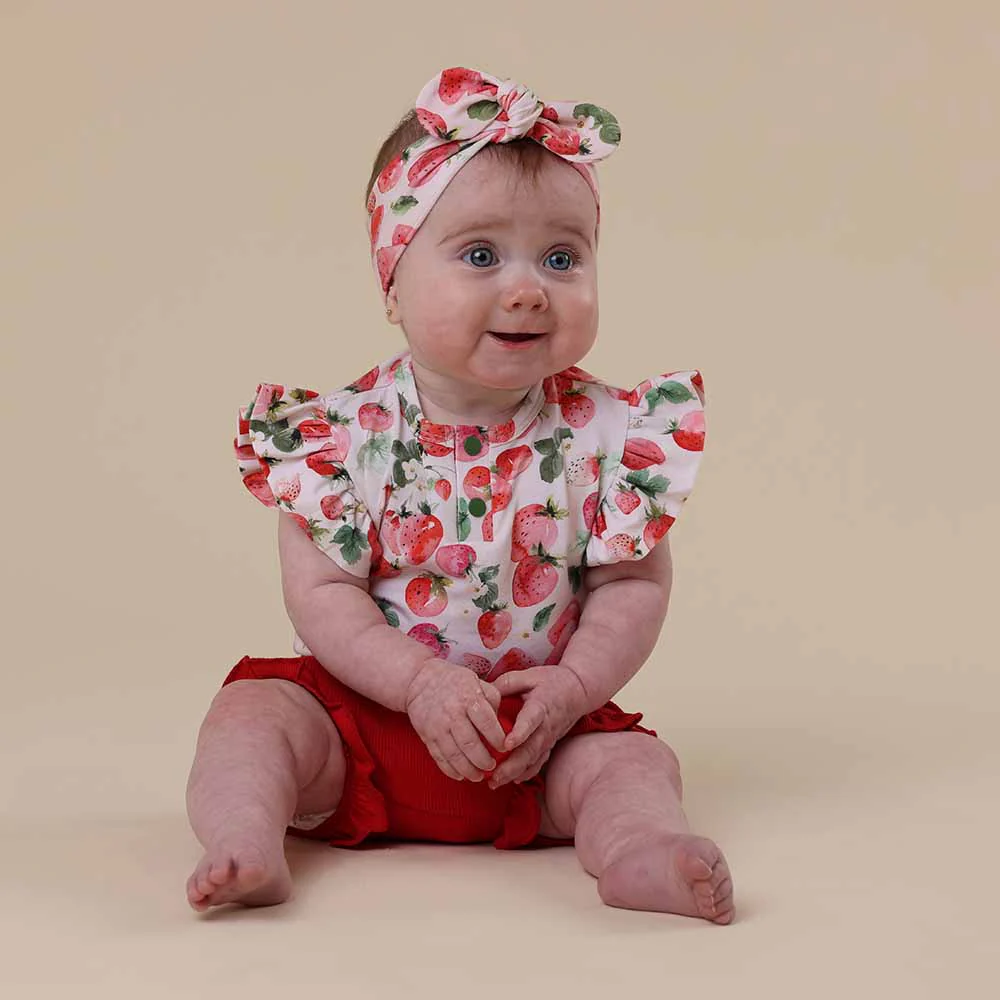Strawberry Short Sleeve Organic Bodysuit with Frill - Image 13