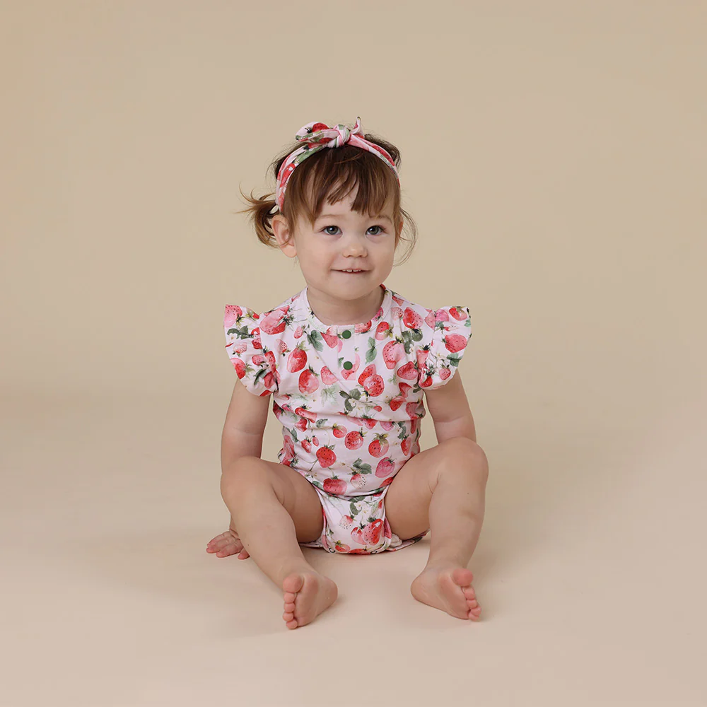 Strawberry Short Sleeve Organic Bodysuit with Frill - Image 15