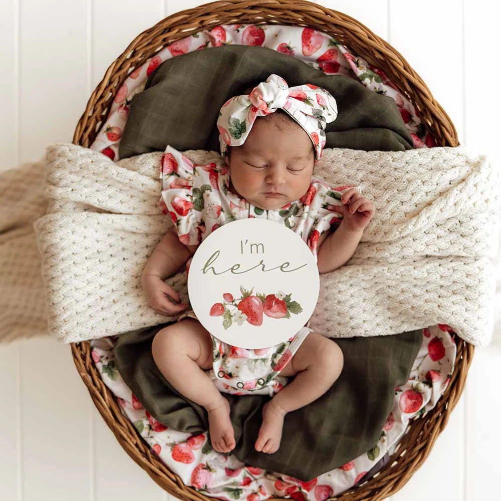 Strawberry Short Sleeve Organic Bodysuit with Frill - Image 6