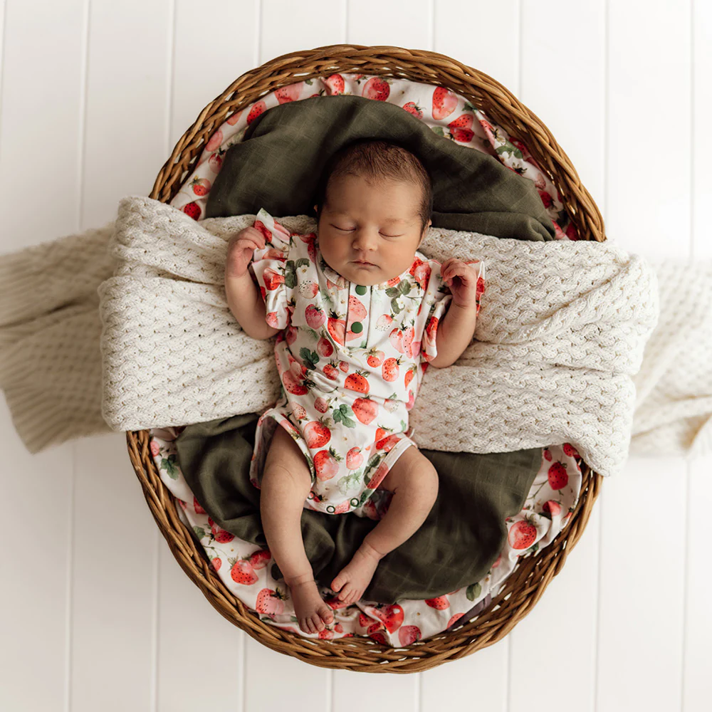 Strawberry Short Sleeve Organic Bodysuit with Frill - Image 9