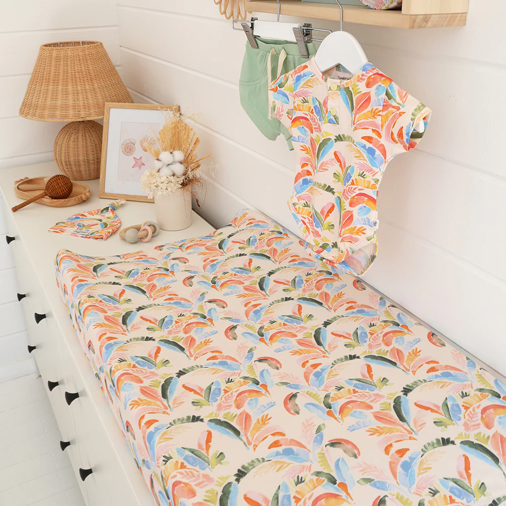 Summer Palm Organic Bassinet Sheet / Change Pad Cover - Image 3