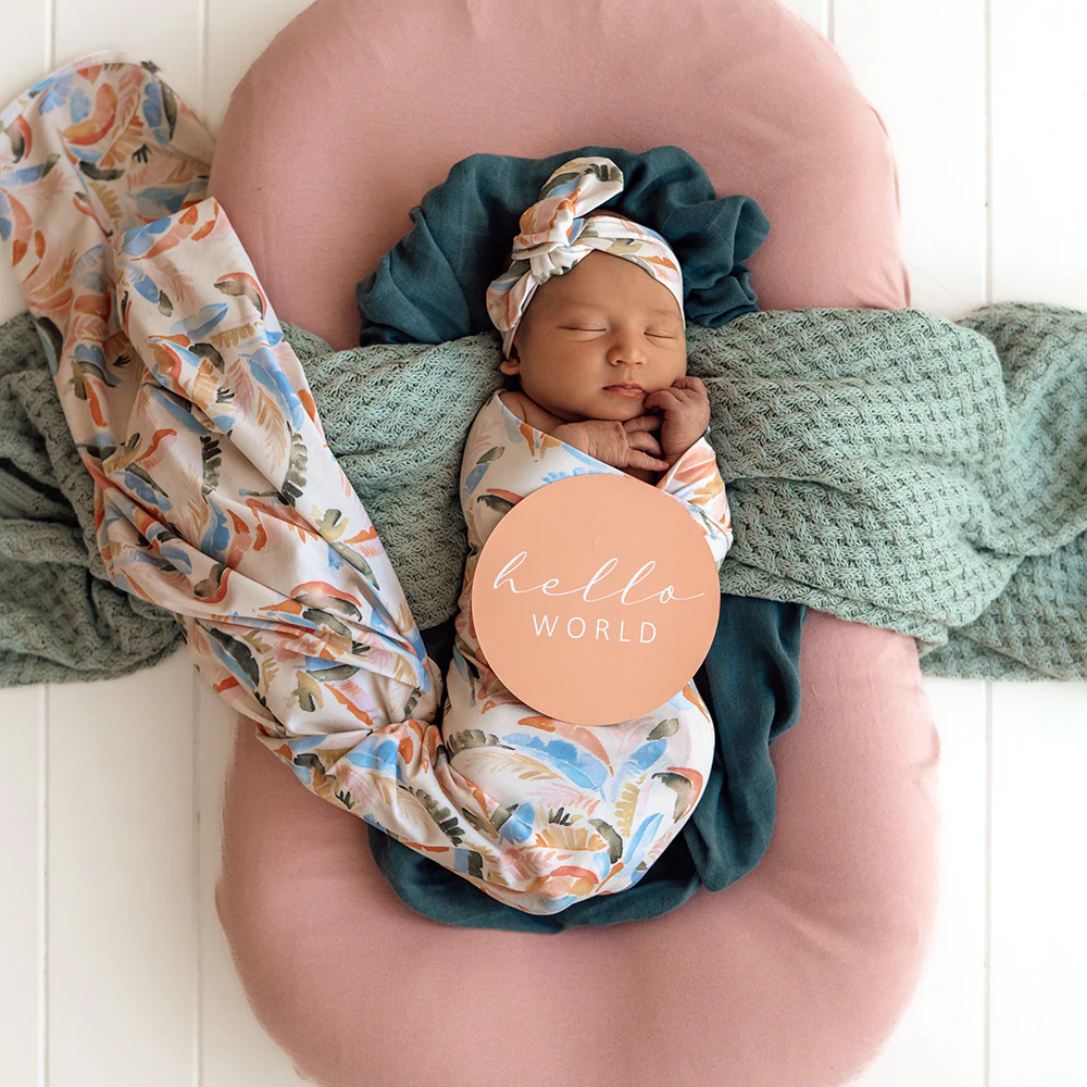 Summer Palm Organic Jersey Wrap & Topknot Set - Image 5
