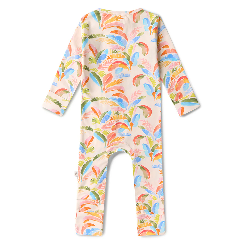 Summer Palm Organic Snugglesuit Convertible Romper - Image 11