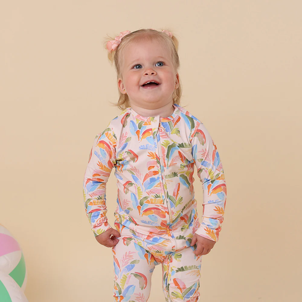 Summer Palm Organic Snugglesuit Convertible Romper - Image 15