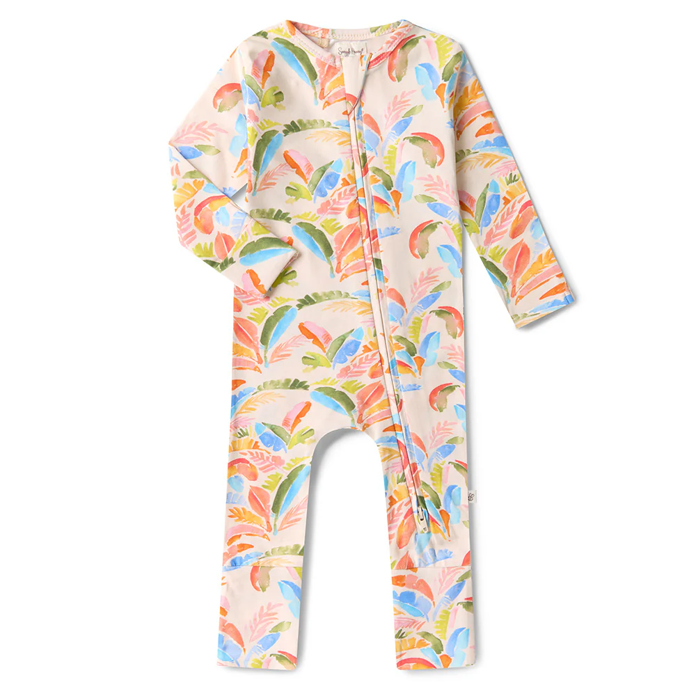 Summer Palm Organic Snugglesuit Convertible Romper - Image 2