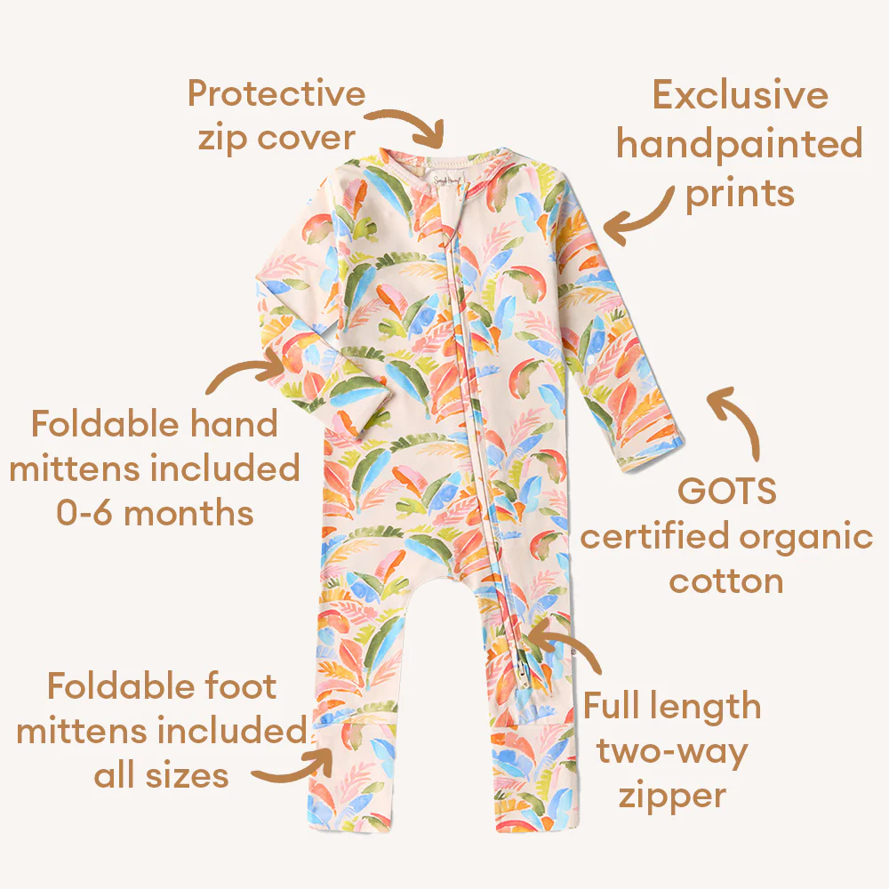 Summer Palm Organic Snugglesuit Convertible Romper - Image 6