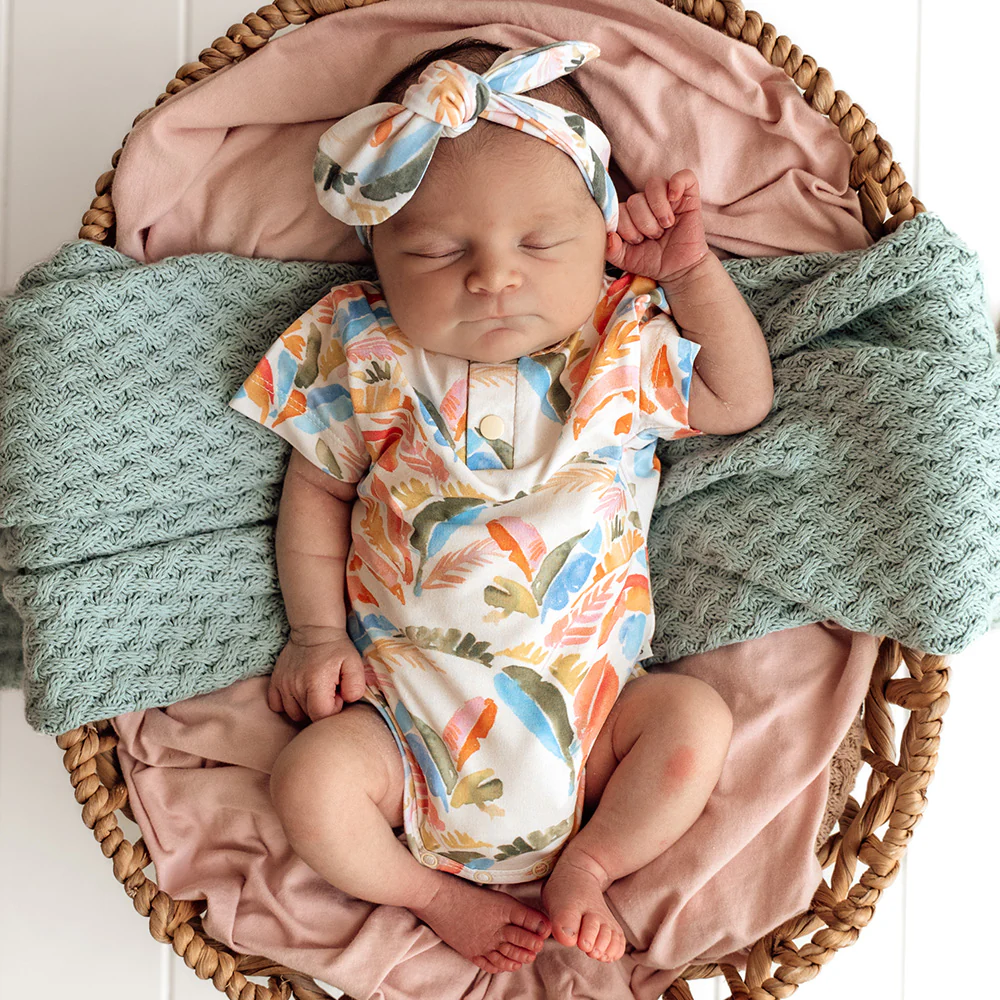 Summer Palm Short Sleeve Organic Bodysuit - Image 3