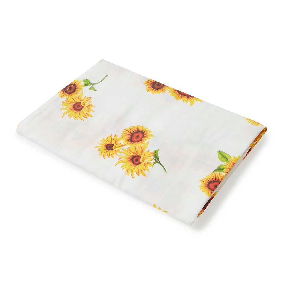 Sunflower Muslin Wrap Birth Announcement Set - Image 4