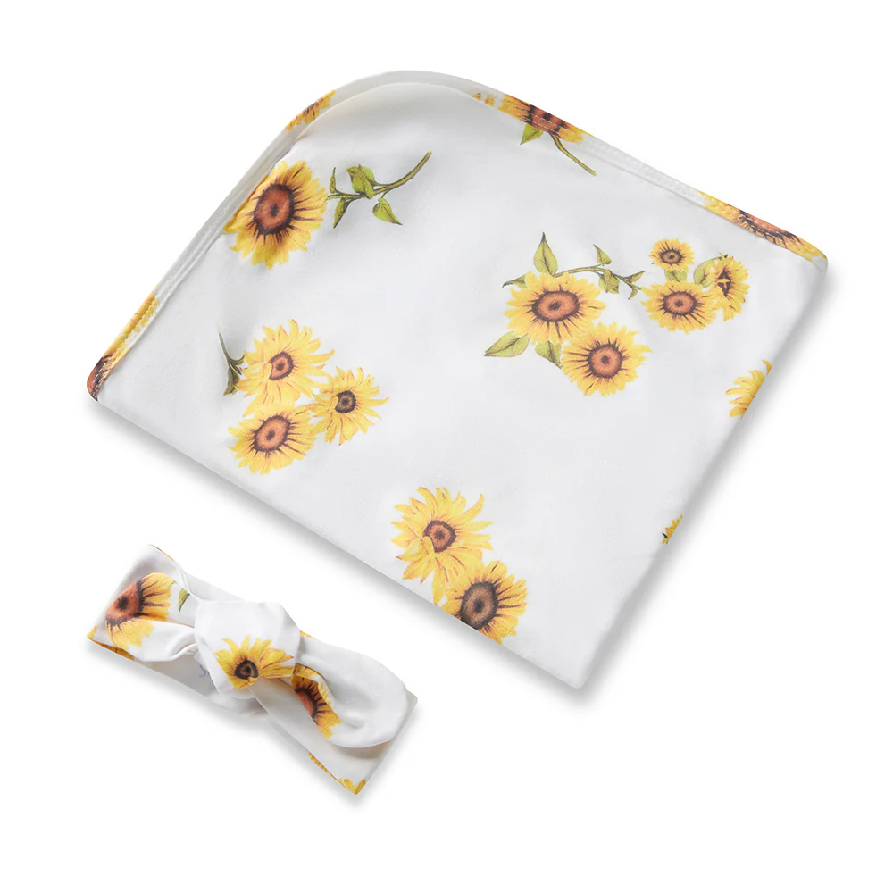 Sunflower Organic Jersey Wrap & Topknot Set - Image 2