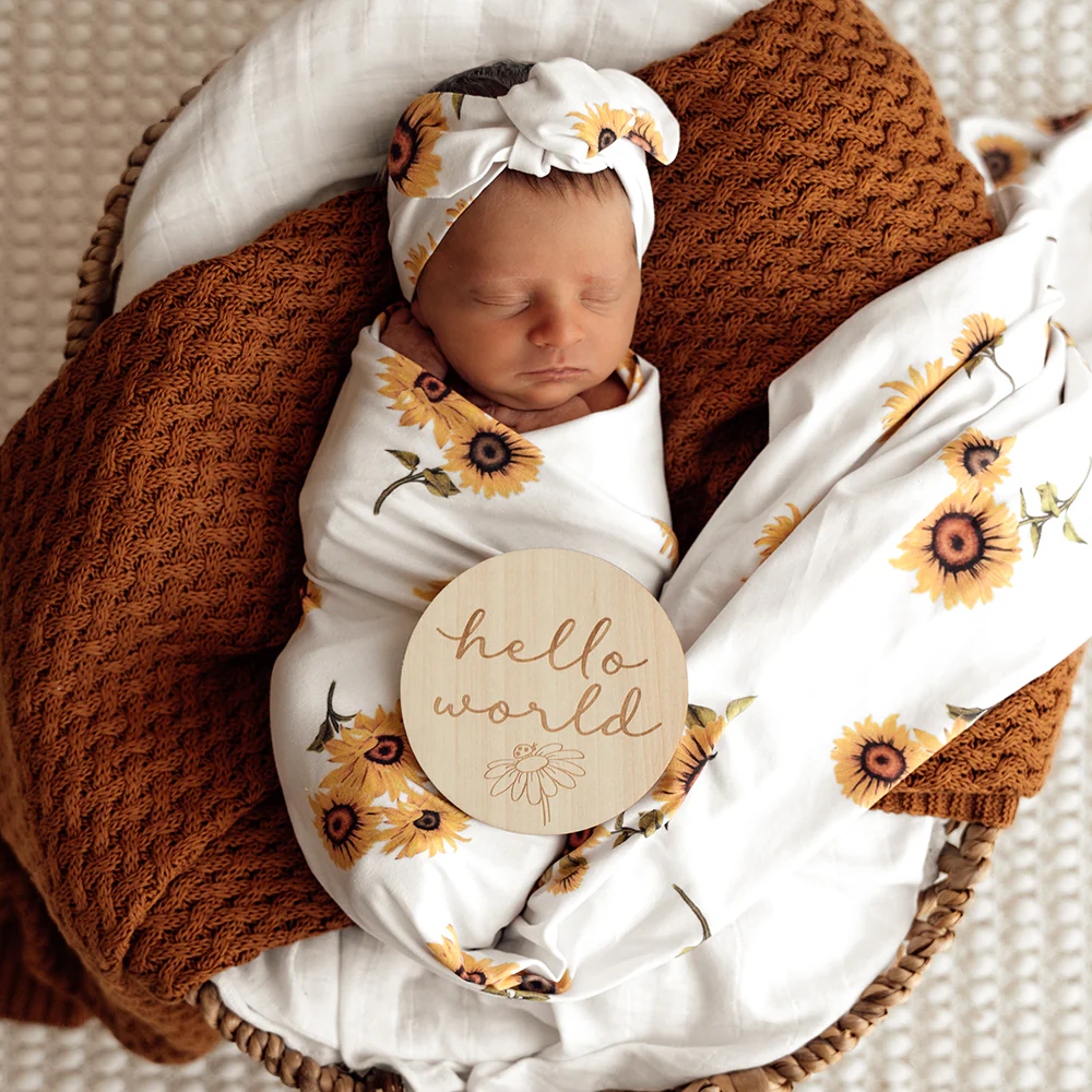 Sunflower Organic Jersey Wrap & Topknot Set - Image 6