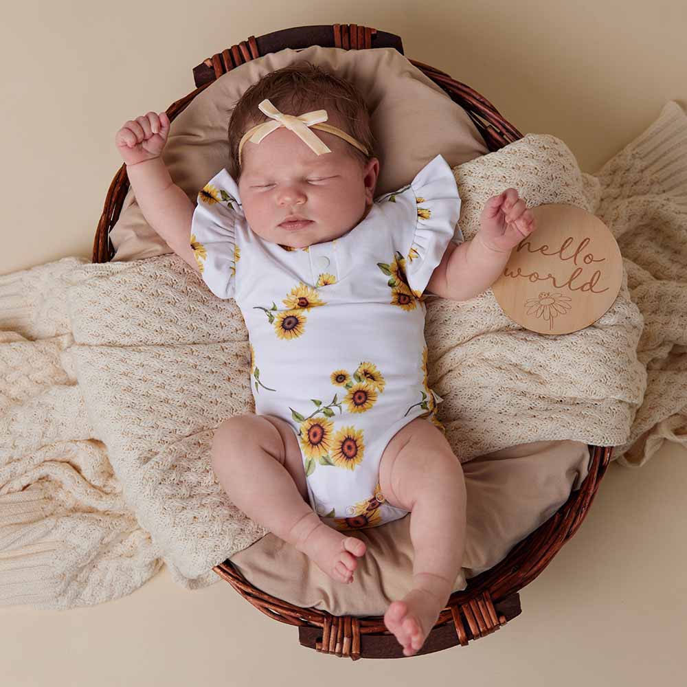 Sunflower Short Sleeve Organic Bodysuit with Frill - Image 11