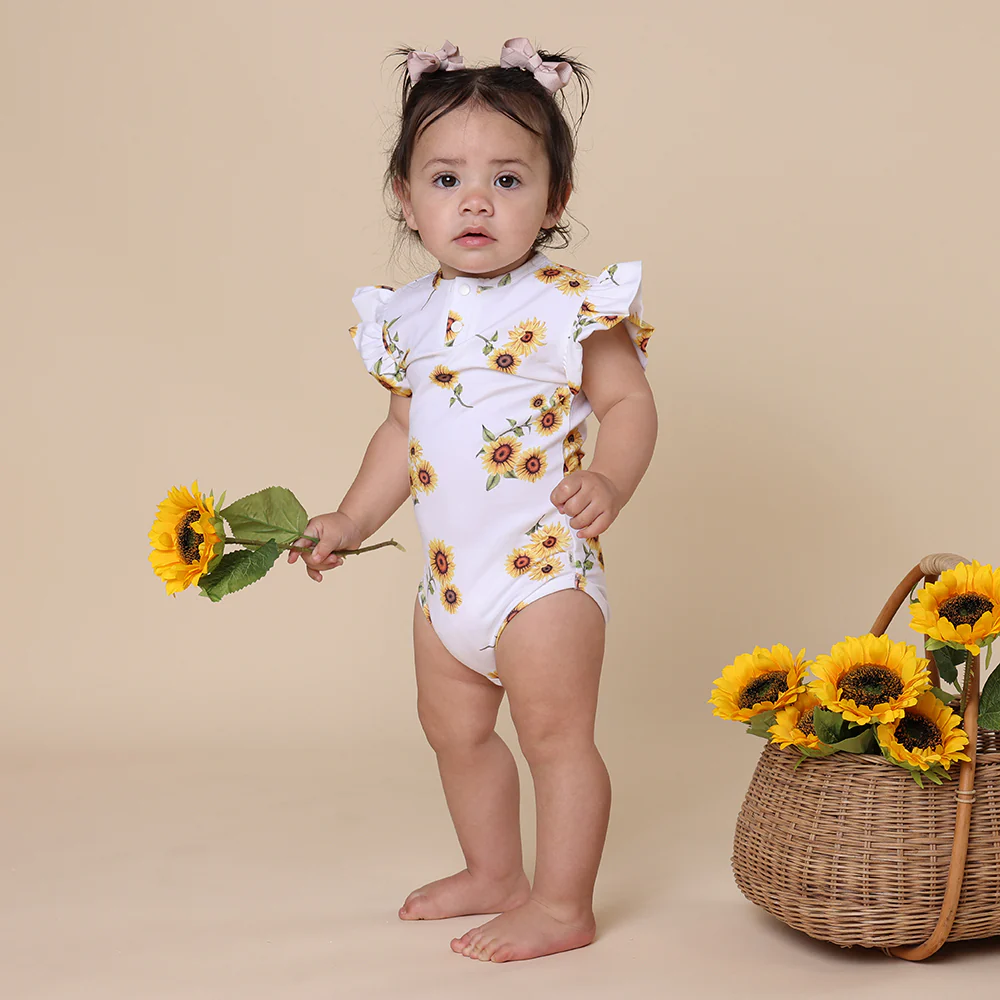 Sunflower Short Sleeve Organic Bodysuit with Frill - Image 3
