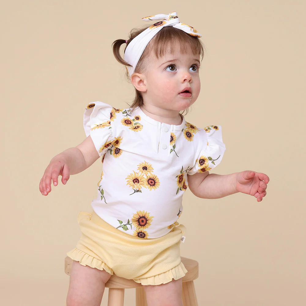 Sunflower Short Sleeve Organic Bodysuit with Frill - Image 5