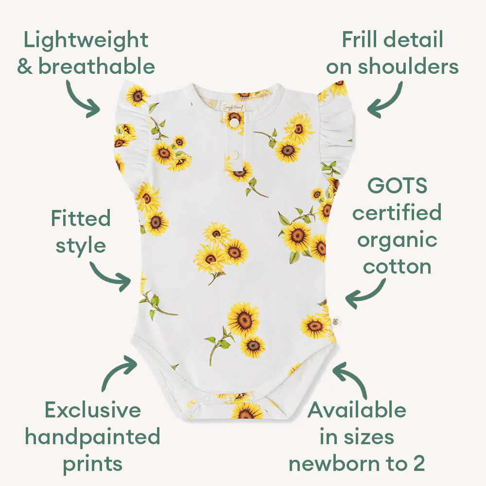 Sunflower Short Sleeve Organic Bodysuit with Frill - Image 6