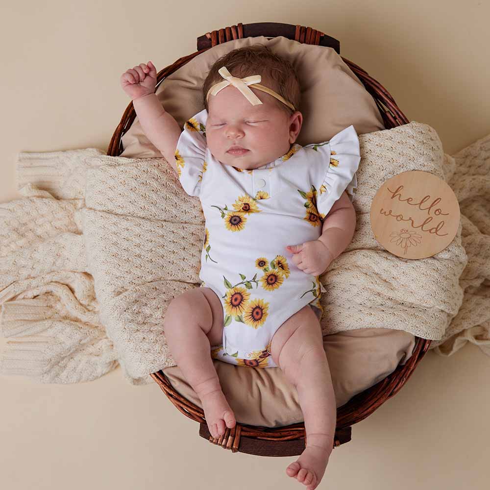 Sunflower Short Sleeve Organic Bodysuit with Frill - Image 7