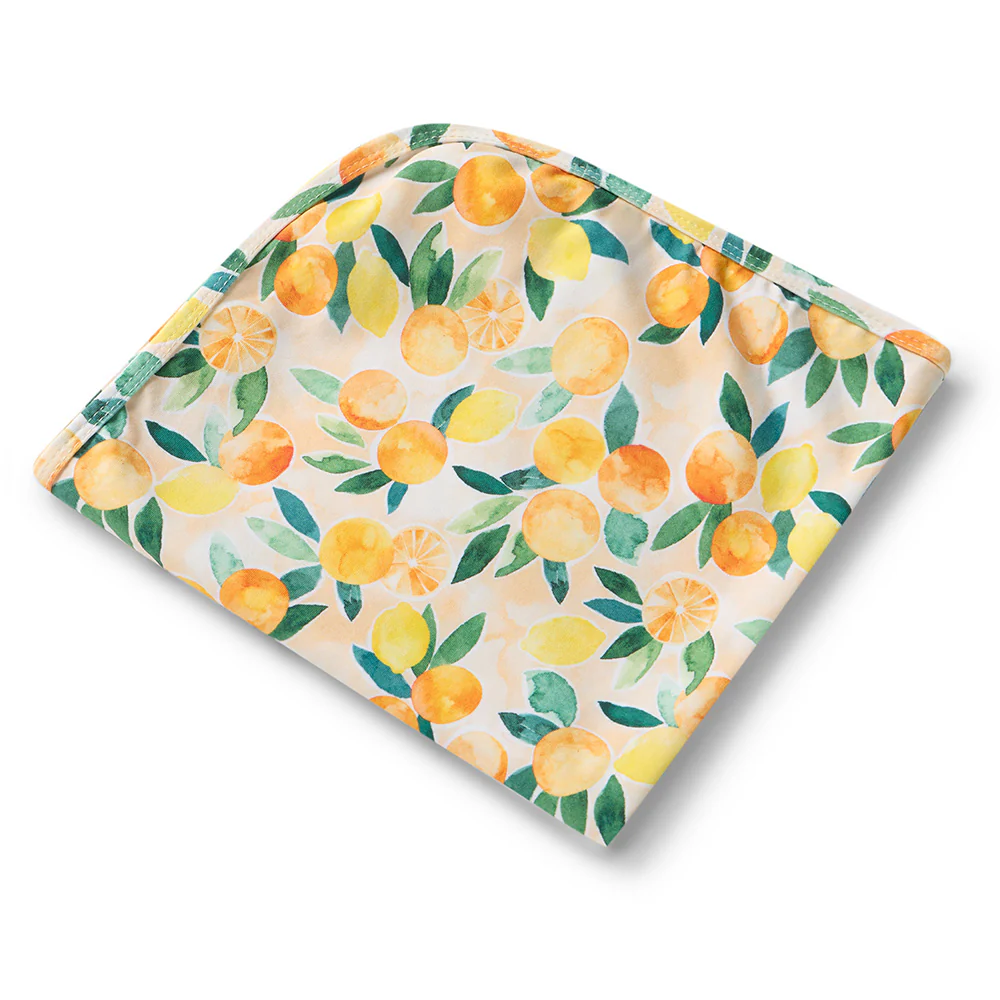Sunny Citrus Organic Jersey Wrap & Beanie Set - Image 4