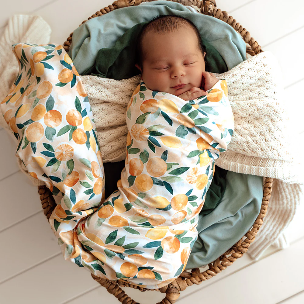 Sunny Citrus Organic Jersey Wrap & Beanie Set - Image 7