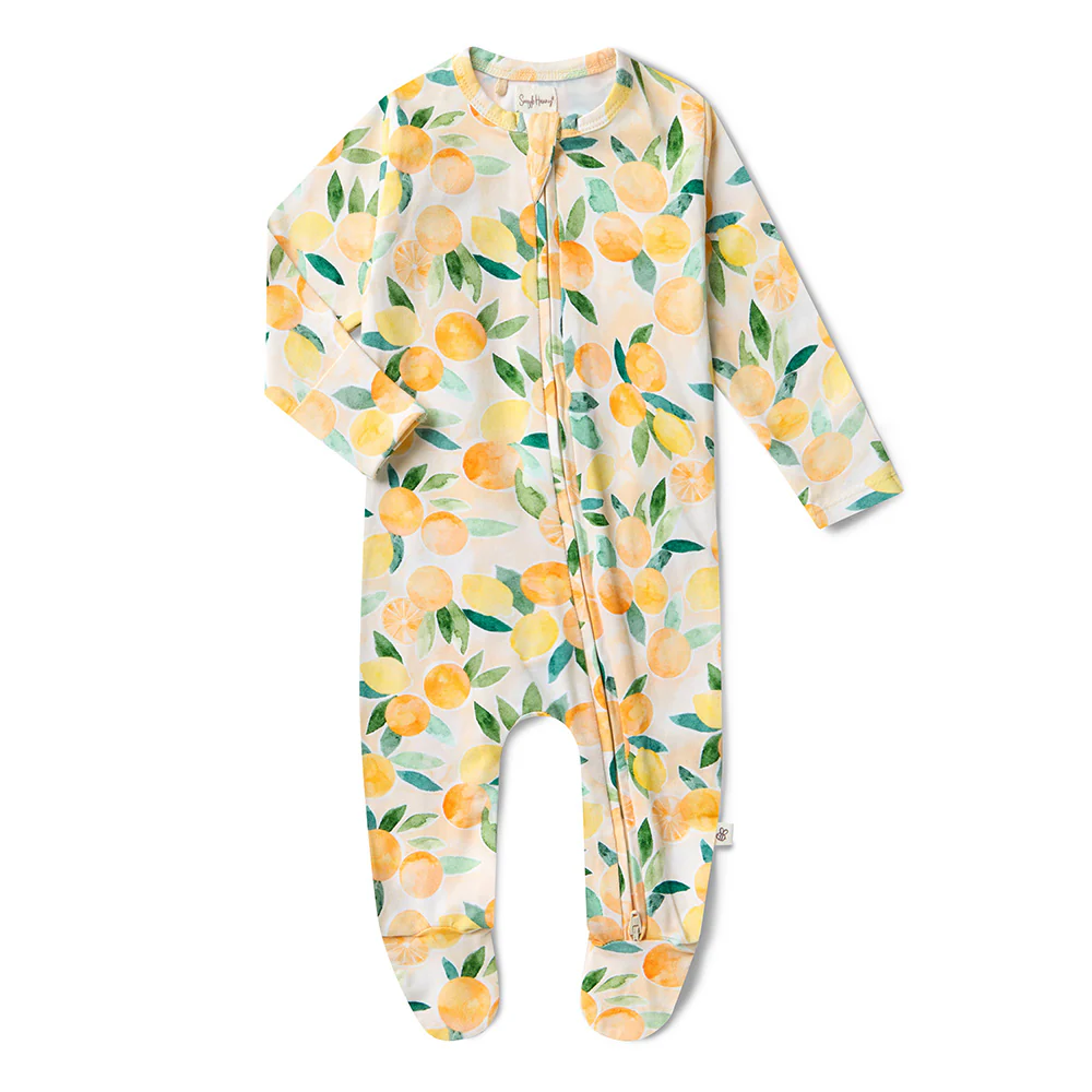 Sunny Citrus Organic Snuggle Sleepsuit Zip Footie - Image 2