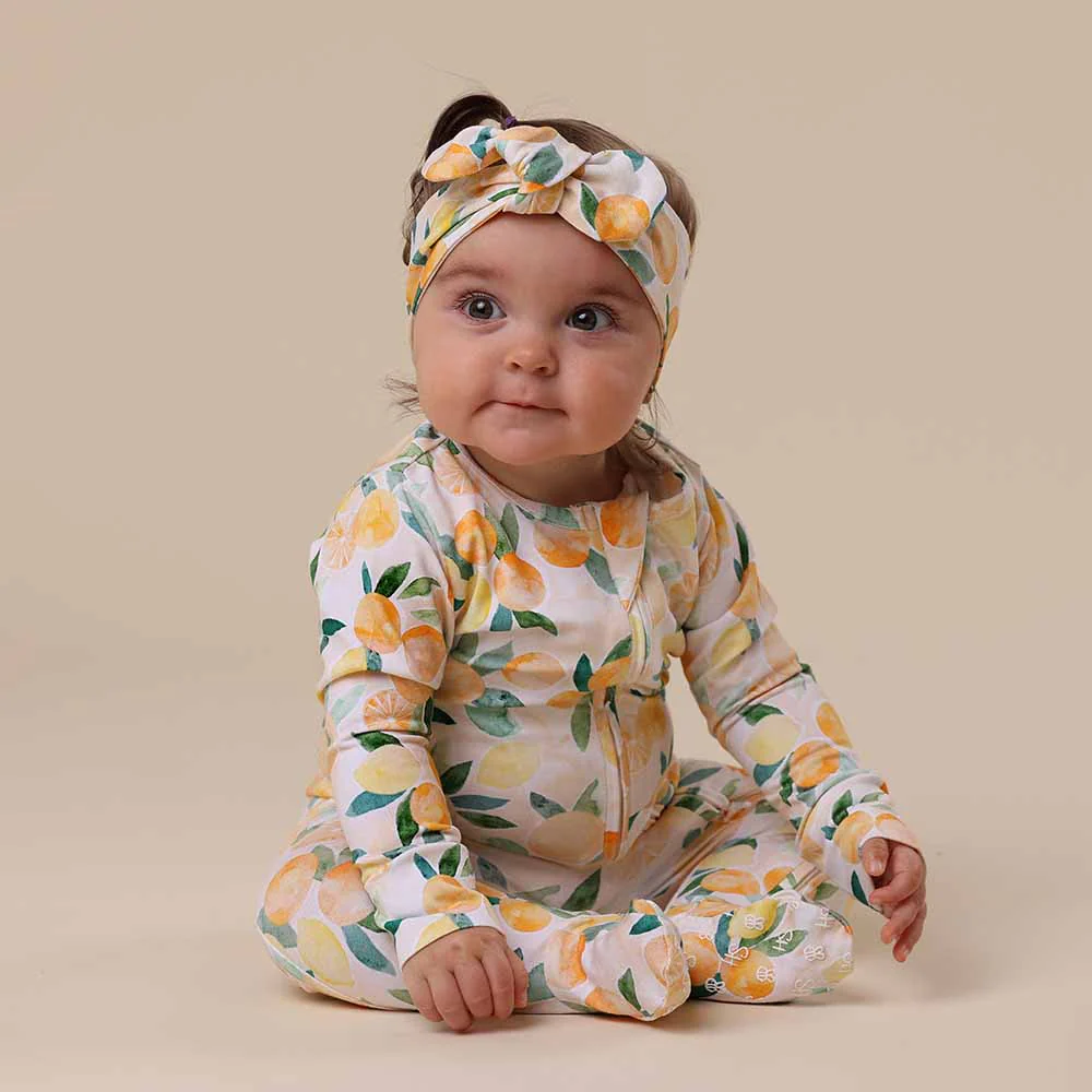 Sunny Citrus Organic Snuggle Sleepsuit Zip Footie - Image 3