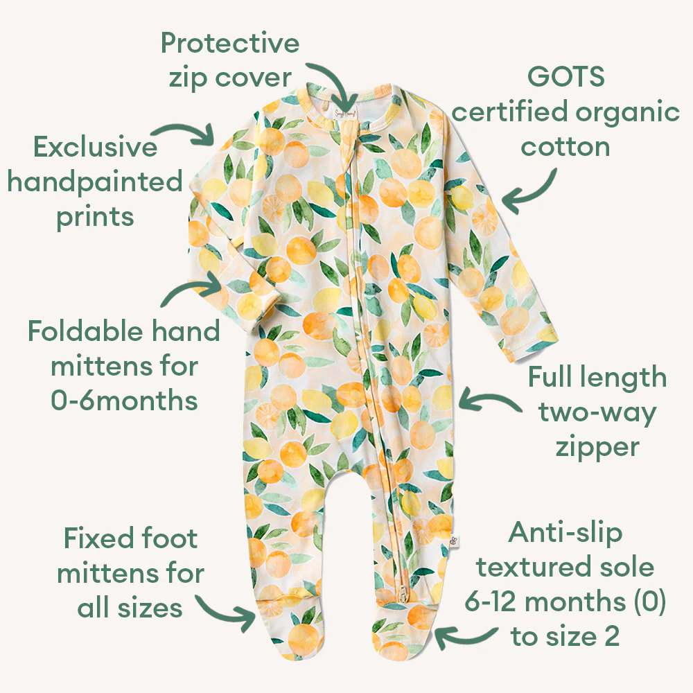 Sunny Citrus Organic Snuggle Sleepsuit Zip Footie - Image 7