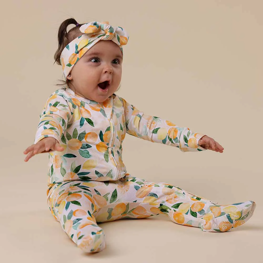 Sunny Citrus Organic Snuggle Sleepsuit Zip Footie - Image 9