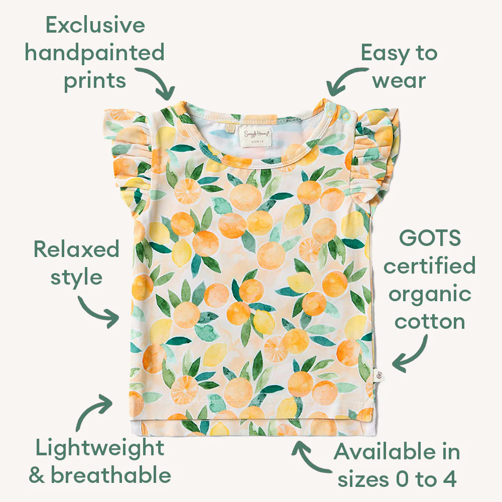 Sunny Citrus Organic T-Shirt with Frill - Image 4