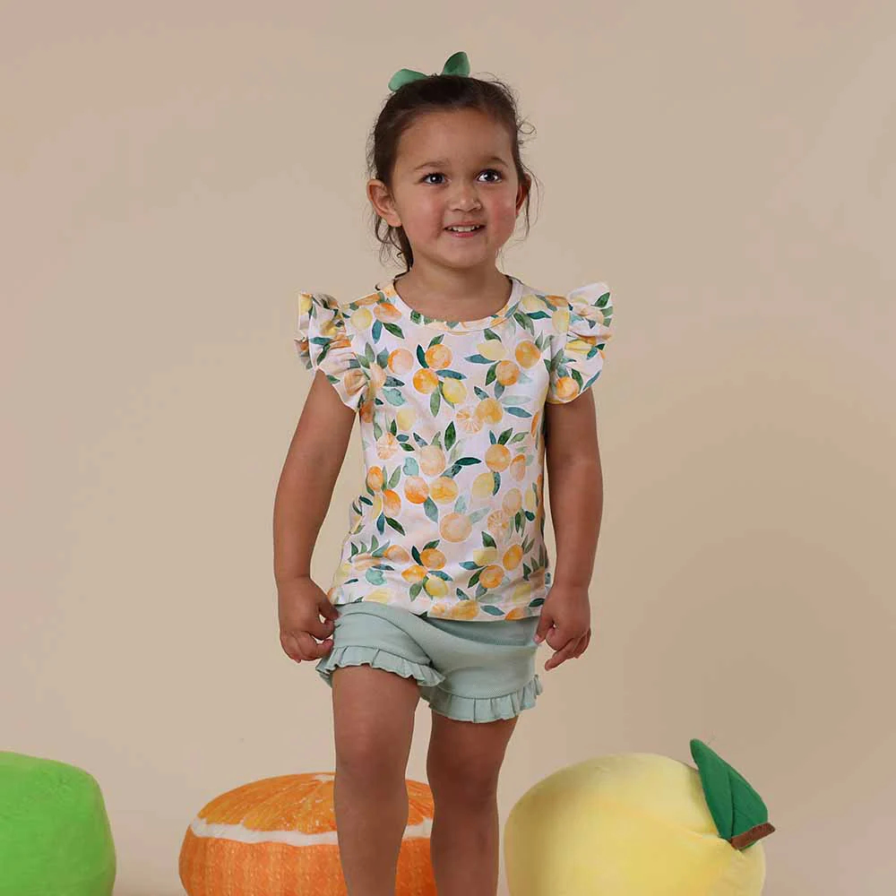 Sunny Citrus Organic T-Shirt with Frill - Image 5