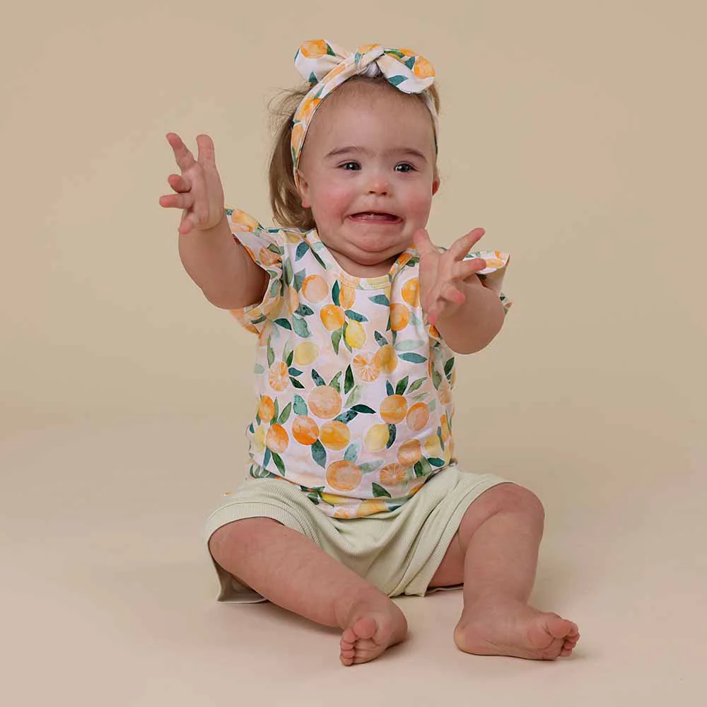 Sunny Citrus Organic T-Shirt with Frill - Image 6