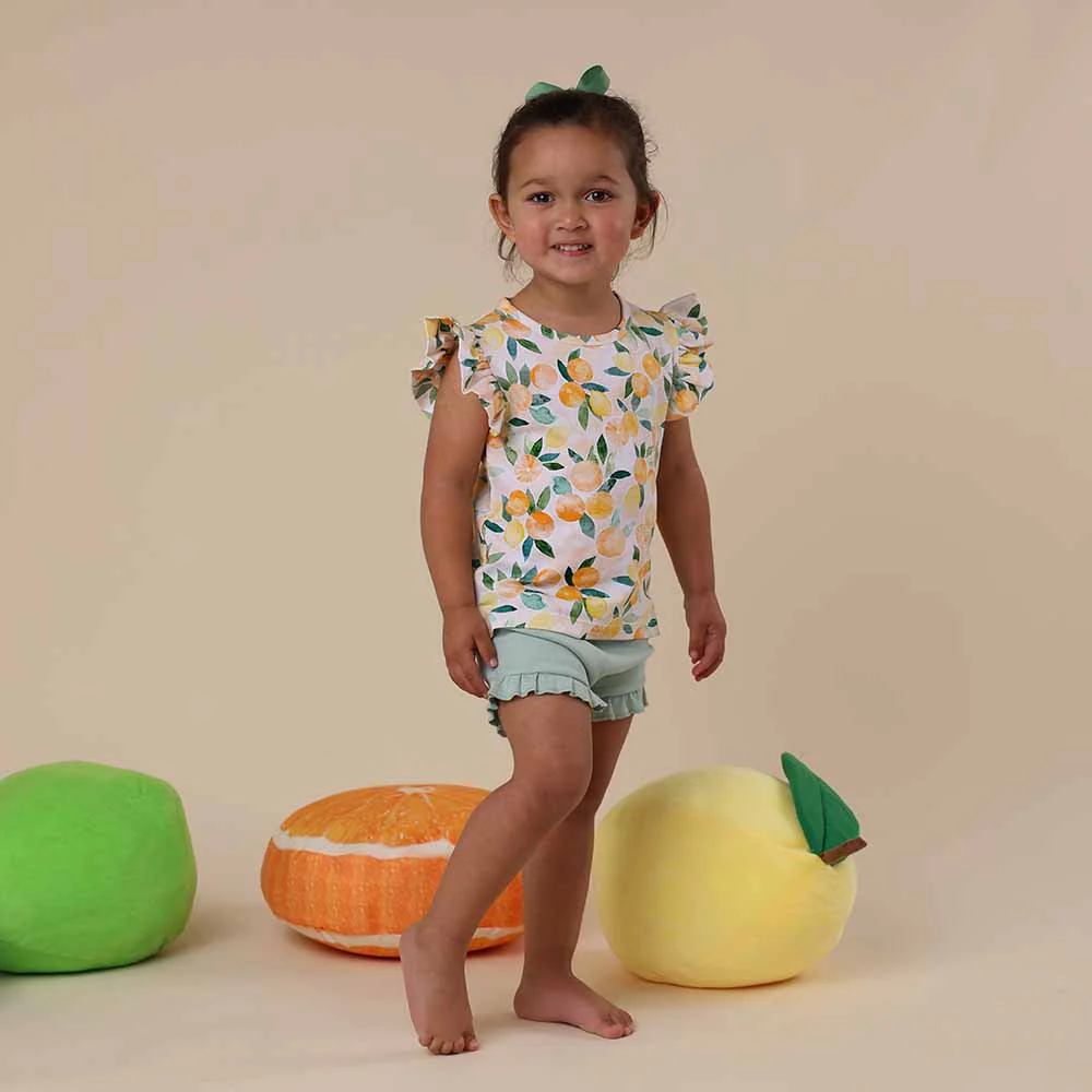 Sunny Citrus Organic T-Shirt with Frill - Image 8