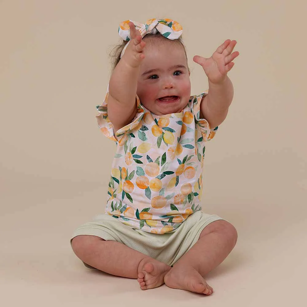 Sunny Citrus Organic T-Shirt with Frill - Image 9