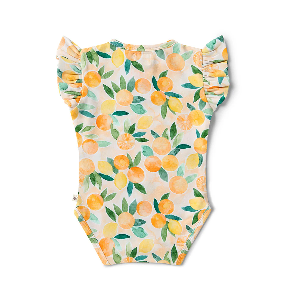 Sunny Citrus Short Sleeve Organic Bodysuit with Frill - Image 11