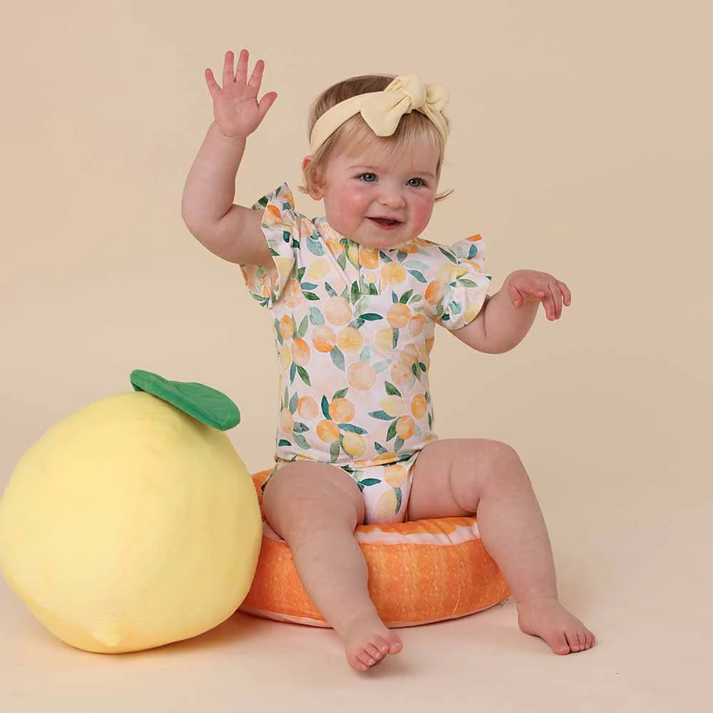 Sunny Citrus Short Sleeve Organic Bodysuit with Frill - Image 13