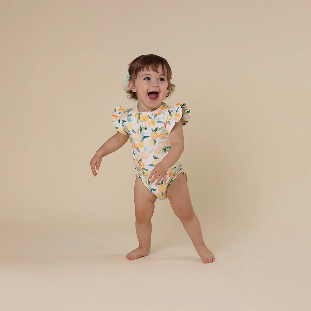 Sunny Citrus Short Sleeve Organic Bodysuit with Frill - Image 14