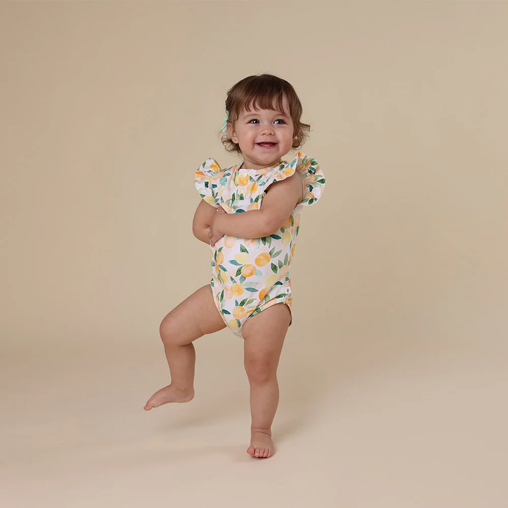 Sunny Citrus Short Sleeve Organic Bodysuit with Frill - Image 16