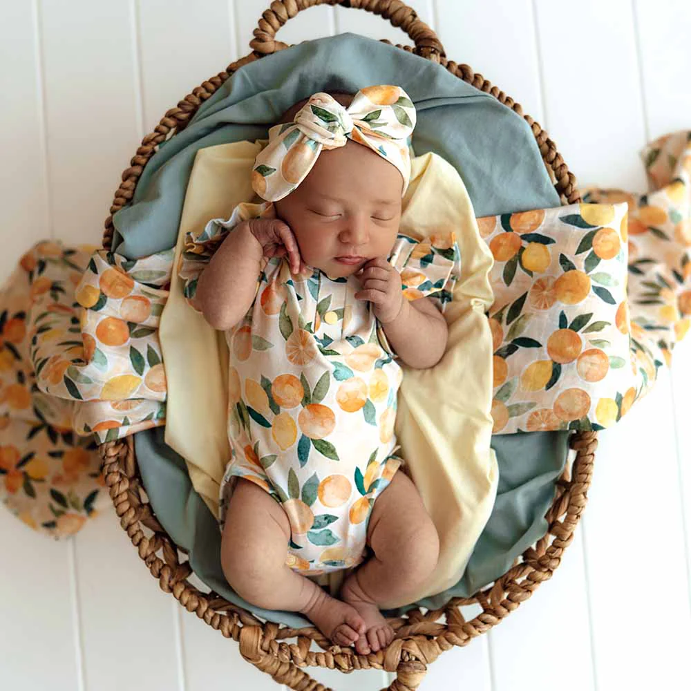 Sunny Citrus Short Sleeve Organic Bodysuit with Frill - Image 17