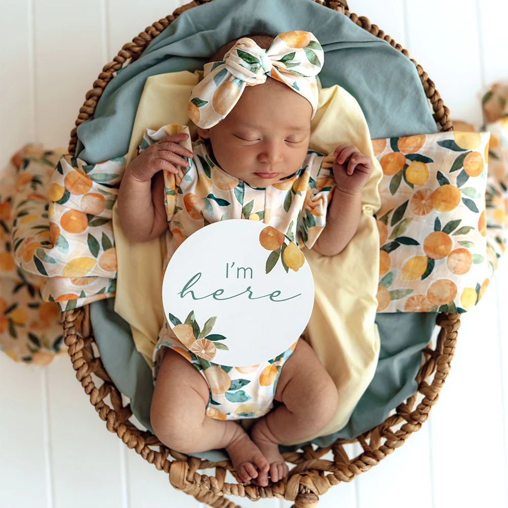 Sunny Citrus Short Sleeve Organic Bodysuit with Frill - Image 7