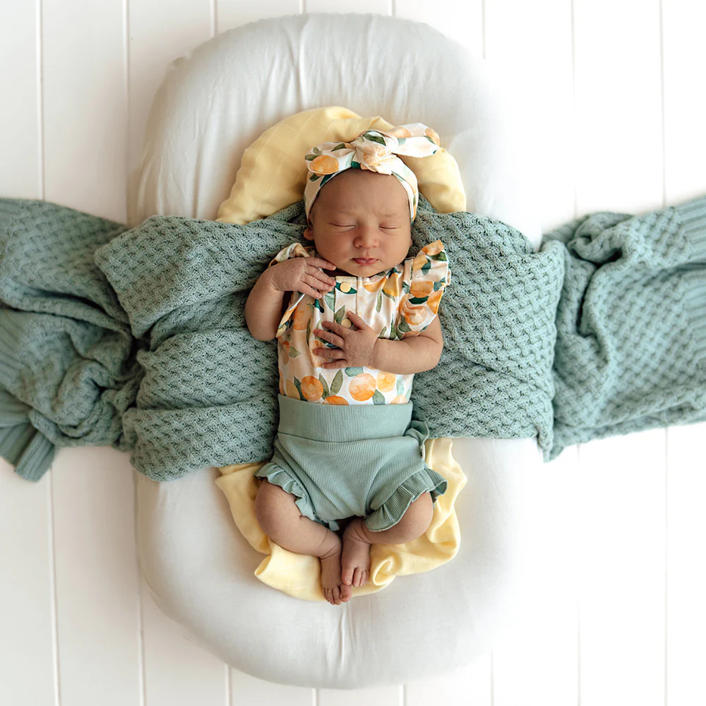 Sunny Citrus Short Sleeve Organic Bodysuit with Frill - Image 8