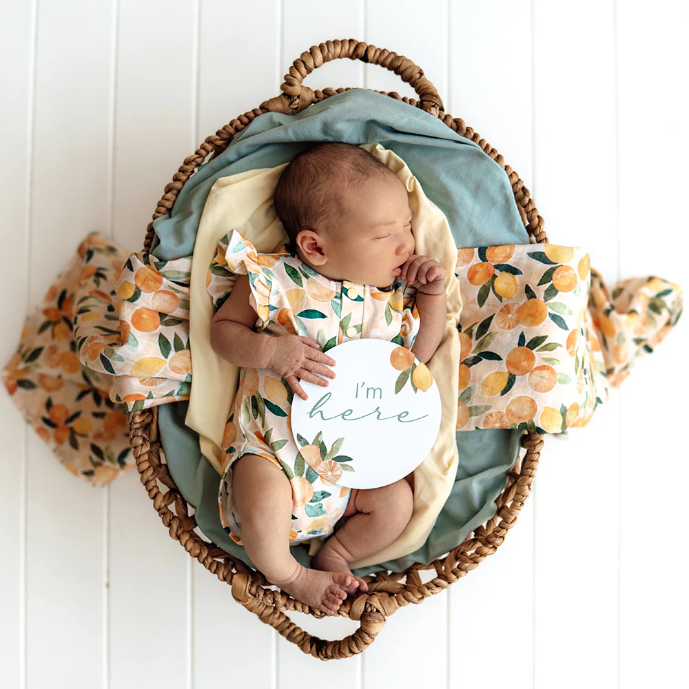 Sunny Citrus Short Sleeve Organic Bodysuit with Frill - Image 9