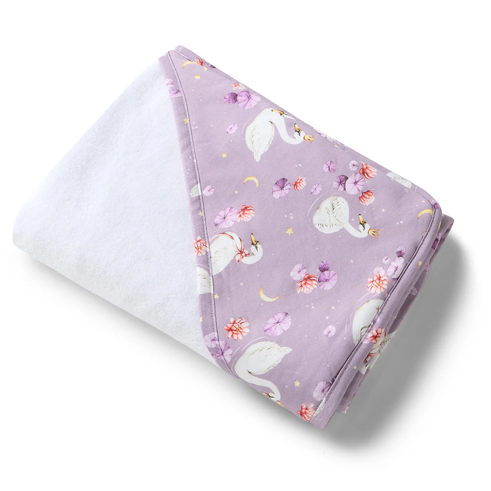 Swan Lake Organic Baby Towel & Wash Cloth Set - Image 3