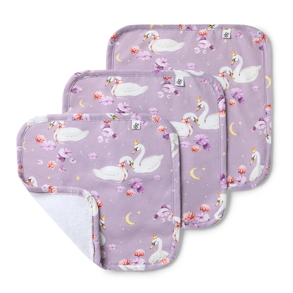 Swan Lake Organic Baby Towel & Wash Cloth Set - Image 4