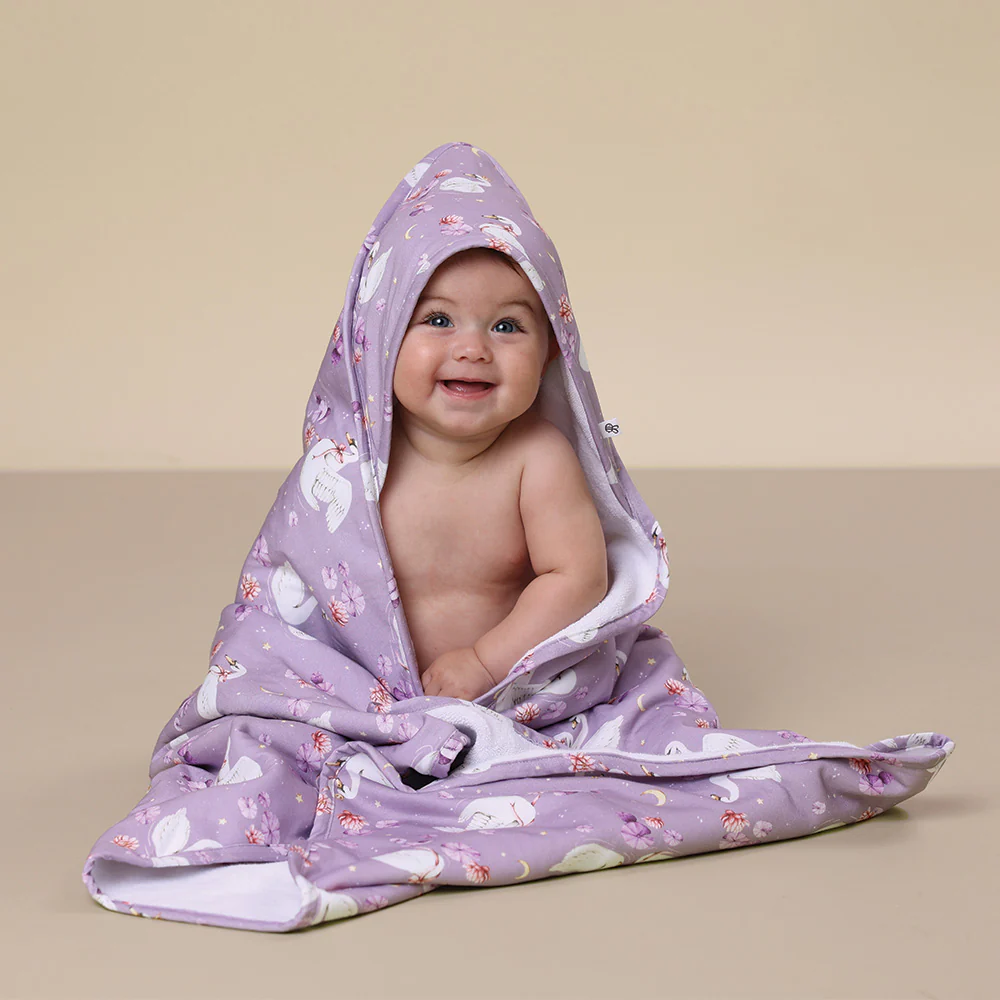 Swan Lake Organic Baby Towel & Wash Cloth Set - Image 5