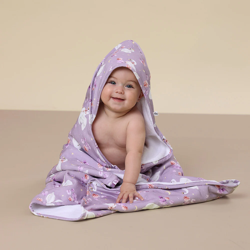 Swan Lake Organic Hooded Baby Towel - Image 3